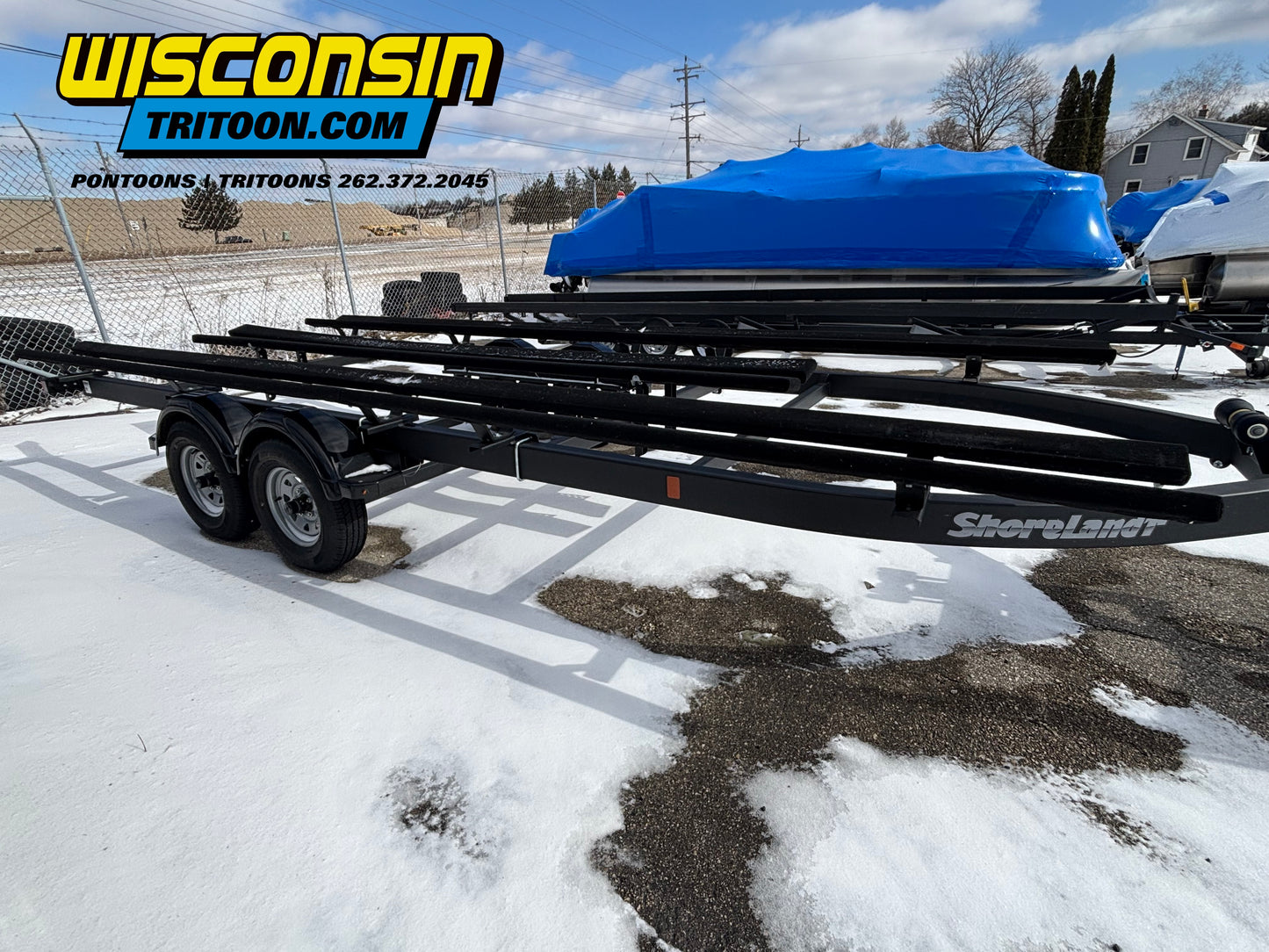 Shoreland'r 2550 TAB Tandem Tritoon Bunk Trailer With Brakes 5500LB Capacity